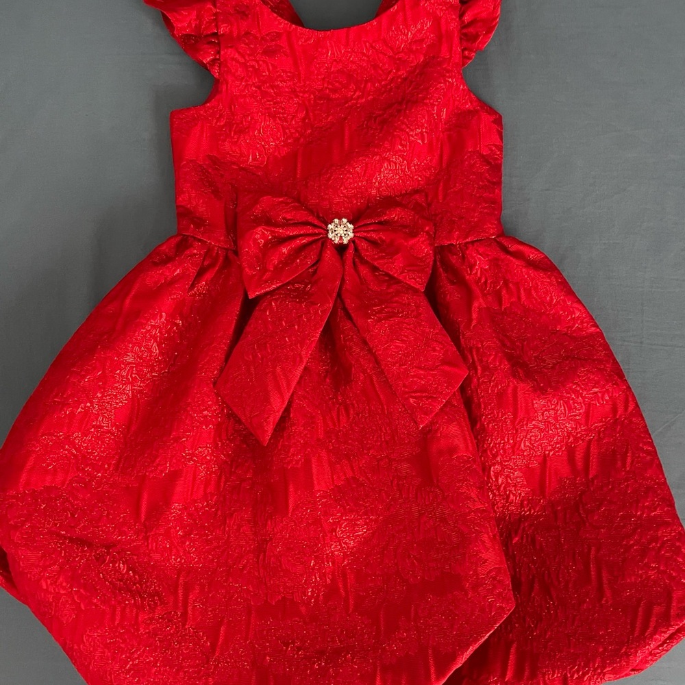Elegant Red Kids Dress with Bow